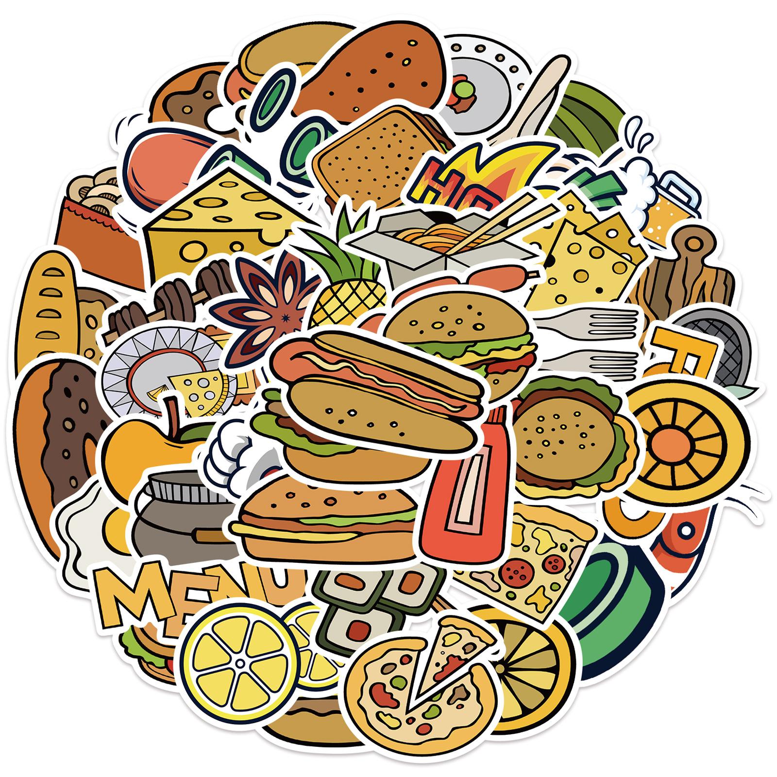 

50 Cartoon Food Graffiti Stickers Can Decorate Suitcase Pen Guitar Notebook Waterproof Hot Stamping Can Be Stickers