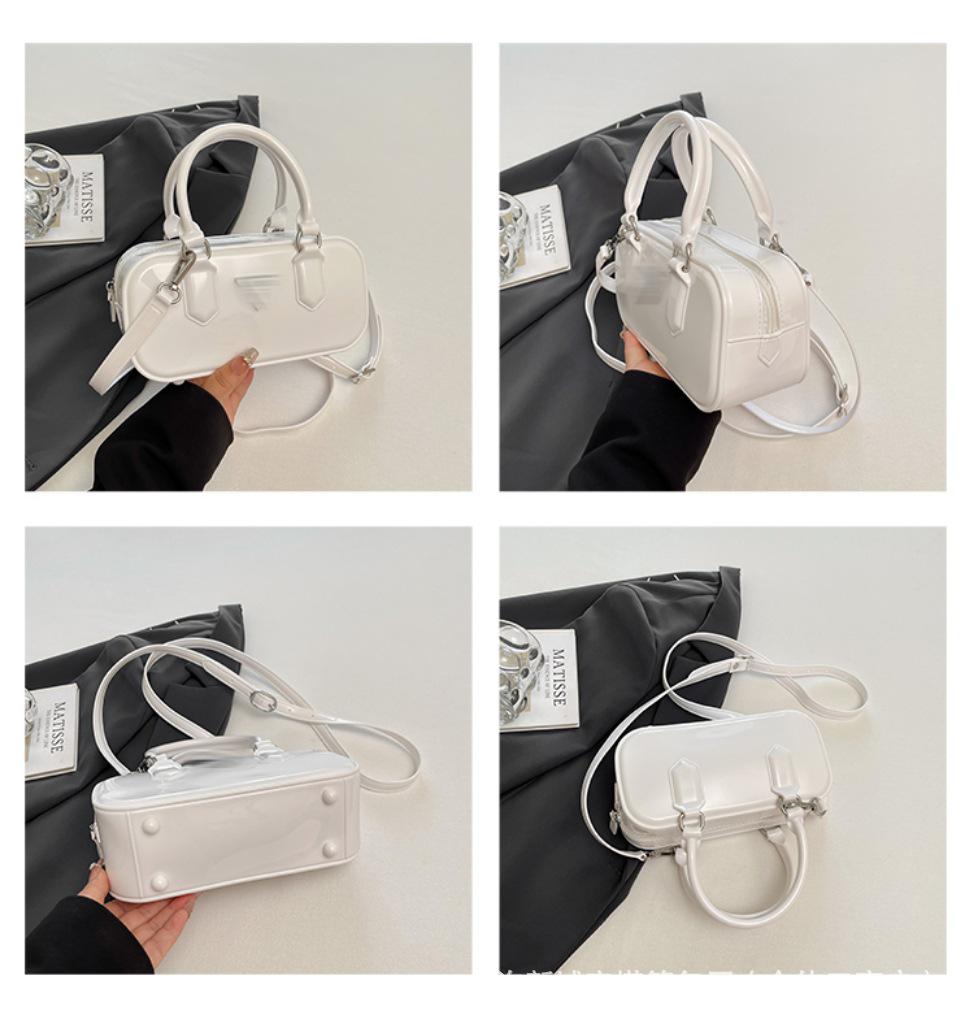 Women's 25th Anniversary Glossy Solid Color Bowling Handbag - Versatile Shoulder & Crossbody Bag