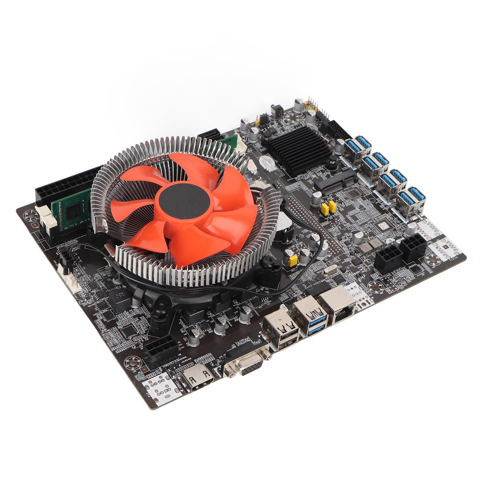 

Mining Mainboard 4G DDR3 8 USB3.0 Interface VGA HD Multimedia Interface Dual Output DDR3 Motherboard with Cooling Fan