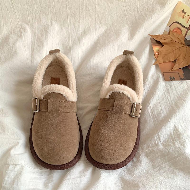Mao Mao Shoes Women Wear Autumn and Winter New Fashion One-pedal Velvet Cotton Shoes Soft-soled Bread Bean Shoes