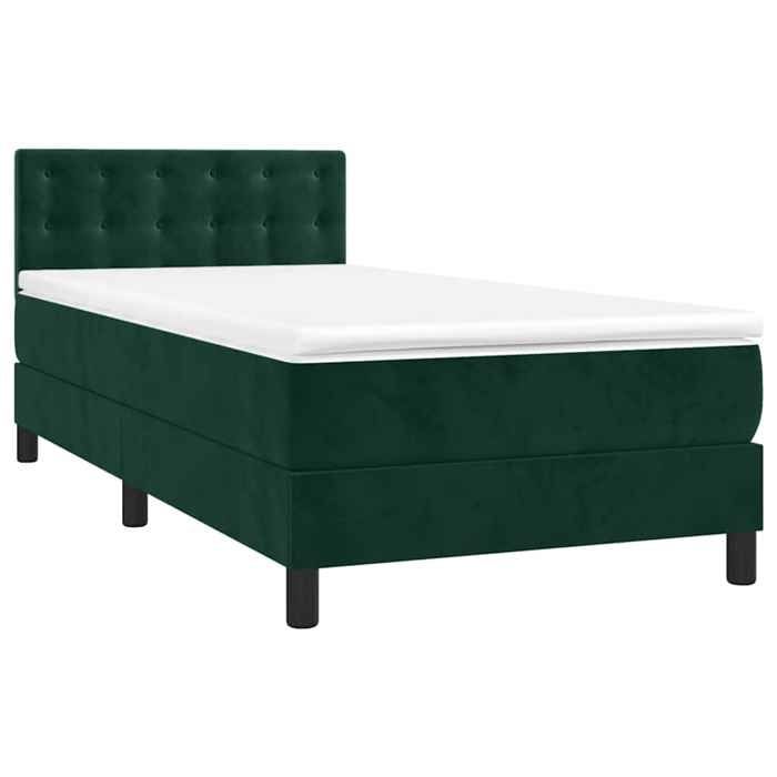 Maison Exclusive - Sommier à lattes de lit avec matelas et LED Vert foncé 90x200cm