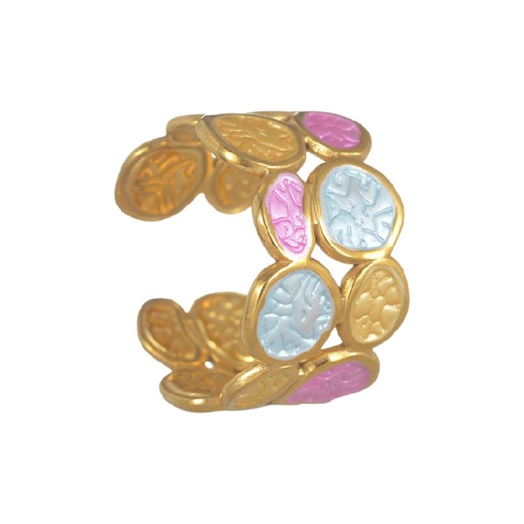 Modischer Offener Ring mit zwei Ebenen aus Edelstahl, Verstellbarer Schmuck, Einzigartiges Kreisförmiges Design, Für den täglichen Gebrauch, Geschenk