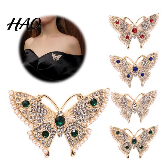 Daily Wear Jewelry Women Rhinestone Butterfly Brooch Pin, Vintage Insect Alloy Badge Elegant Clothing Accessories for Wedding Party Prom Dress