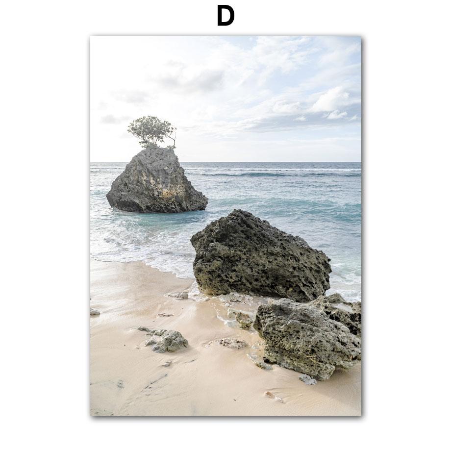 Sea Beach Girl Boat Reef Landscape Wall Art Canvas Painting Nordic Posters and Prints Hotel Ba Pictures For Living Room Decor