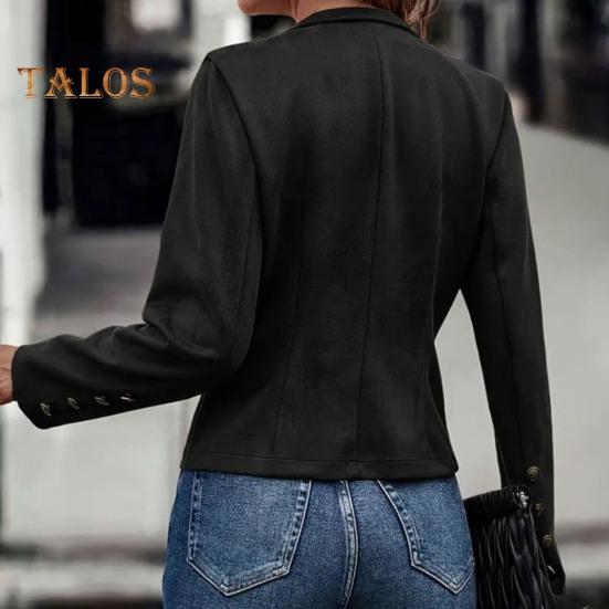 Frühlings- und Herbstmantel für Damen, zweireihig, Stehkragen, Knöpfe, schmale Passform, lange Ärmel, Strickjacke im Retro-Stil, Outdoor-Jacke für den Alltag