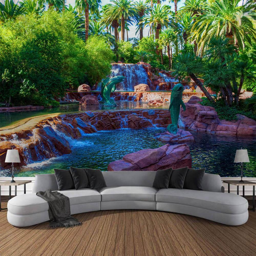 Beautiful garden landscape, tapestry, home art decoration wall mounted fairy tale posters fantasy sea view room background cloth