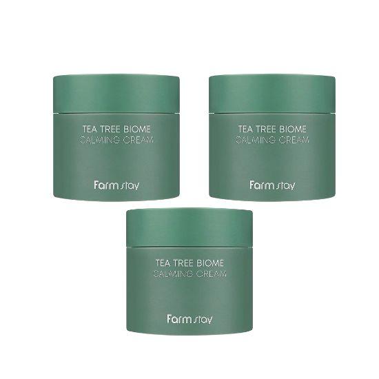 Farmstay Tea Tree Biome Calming Cream Soothing & Oil Balance Moisturizer 80ml × 3pcs Set