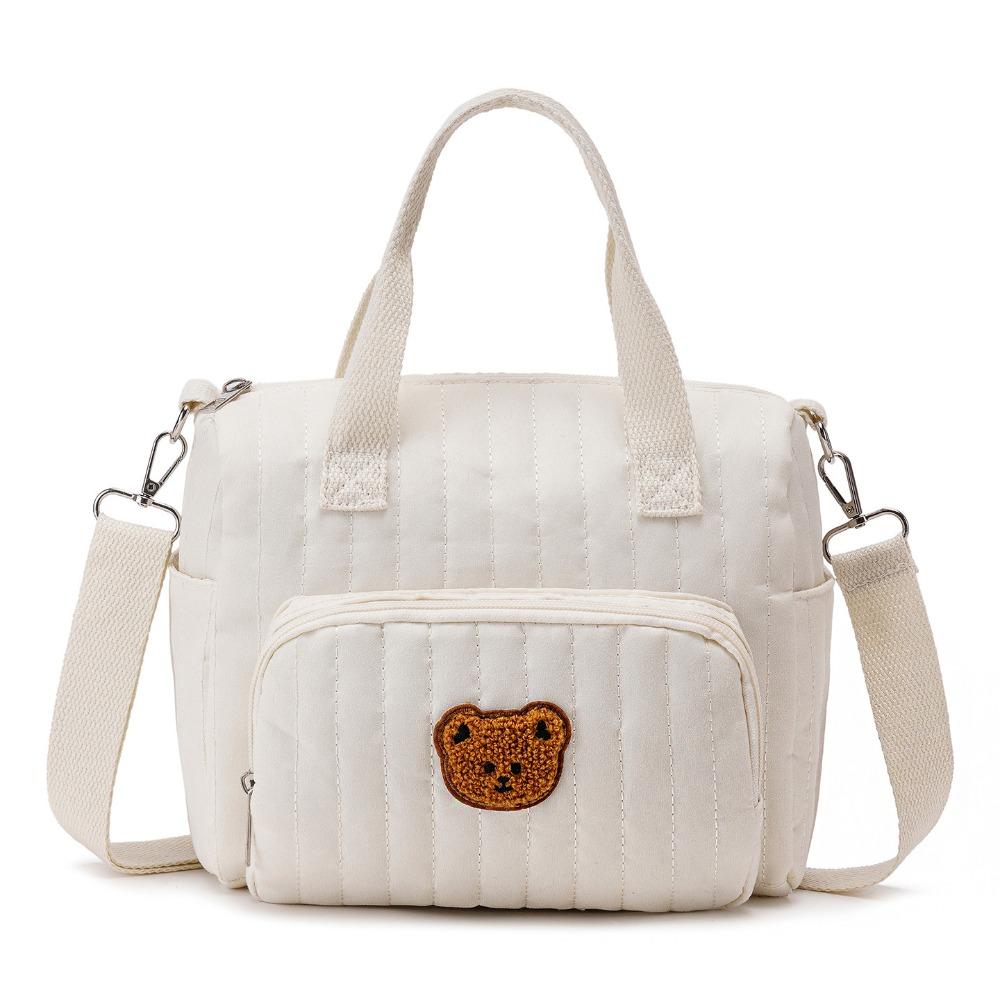 

Bear Baby Diaper Organizer Korean Style Women Handbag Quilted Embroidered Shoulder Bag Outdoor Style 3