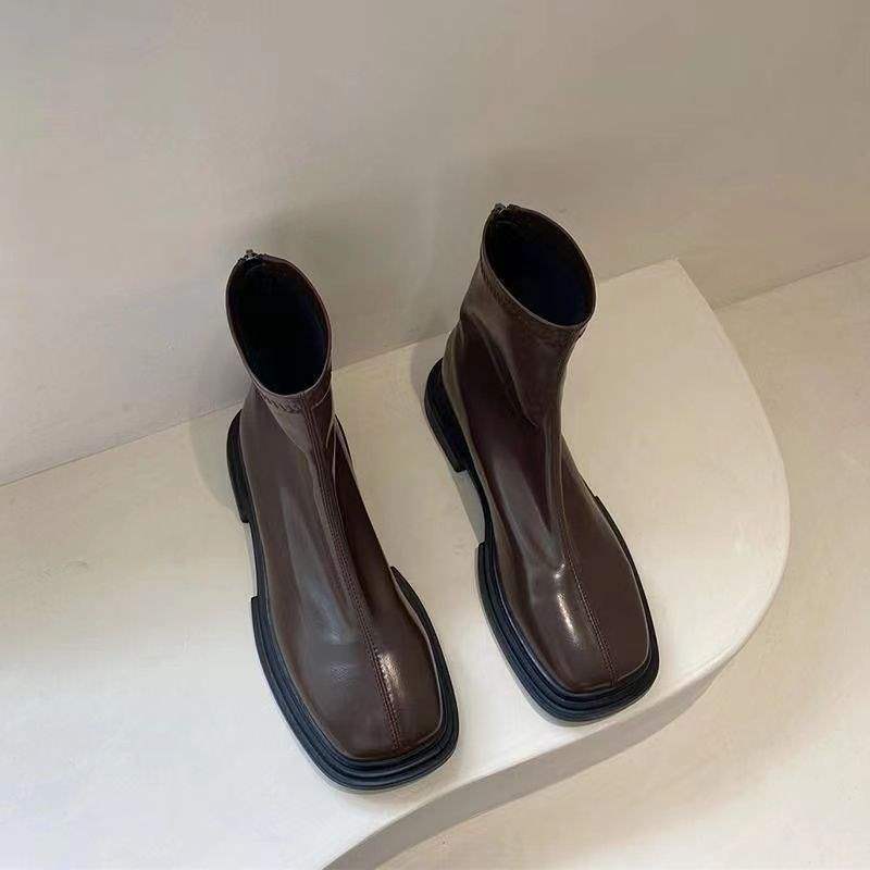 Elastic British Martin Boots Women's 2025 Autumn and Winter New Chelsea Boots Small Naked Boots Skinny Boots Fleece Short Boots