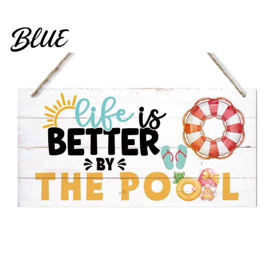 Summer Holiday Gift for Home Wood Sign Front Door, Tropical Beach Hanging Welcome Coastal Style Terrace Decor Sign, Rustic Wooden Door Hanger