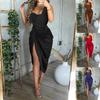 Women's Solid Color Sexy Split Long Skirt Pleated One-shoulder Evening Dress Skirt Women's Clothing