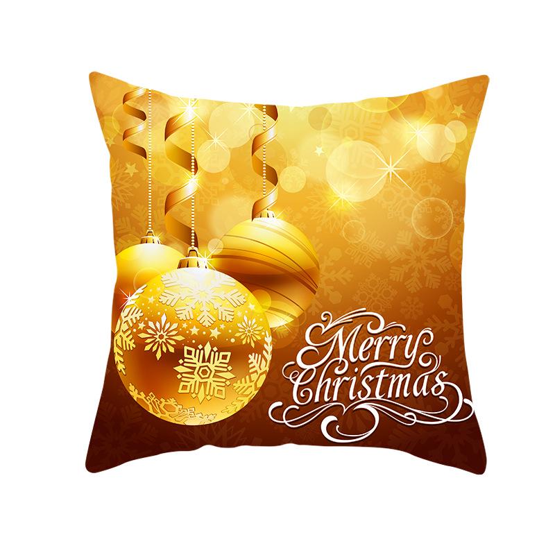 Golden Christmas Peach Velvet Cushion Cover New Digital Printed Square Cushion Cover Cushion Cover