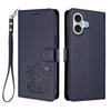 For iPhone 17 Wallet Case with Wrist Strap Love Cat Pattern Imprint Leather Phone Cover