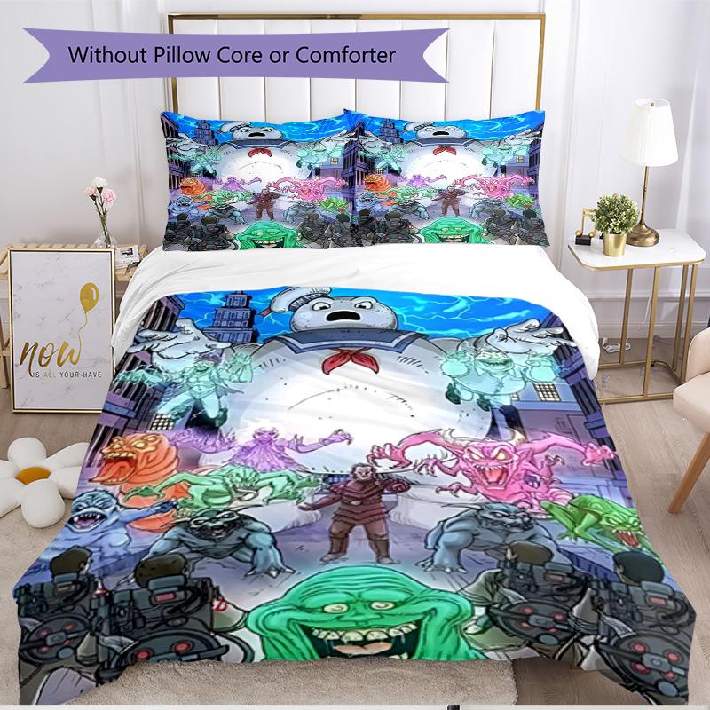 3pcs Duvet Cover Set (1*Duvet Cover + 2*Pillowcase, Without Core), Ghostbusters Print Soft All‑Season Bedding Set, Home Bedroom Decor Gift