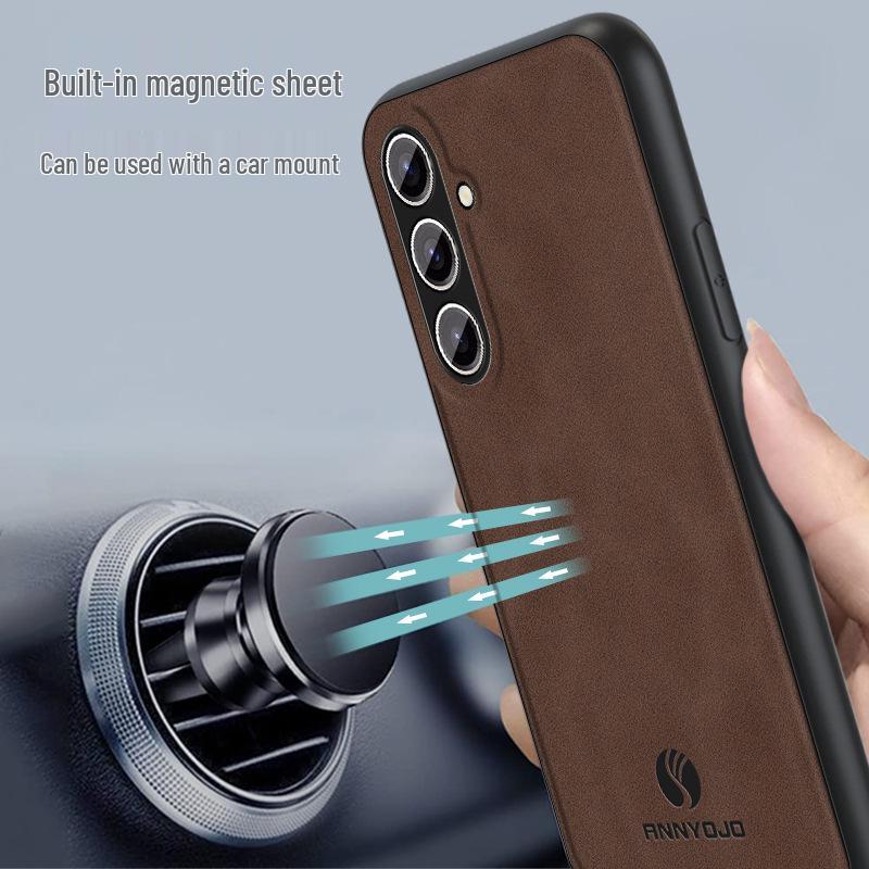 Samsung S26 Ultra Car Magnetic Phone Case - A57 Suede Texture Skin-friendly S25 FE Protective Cover