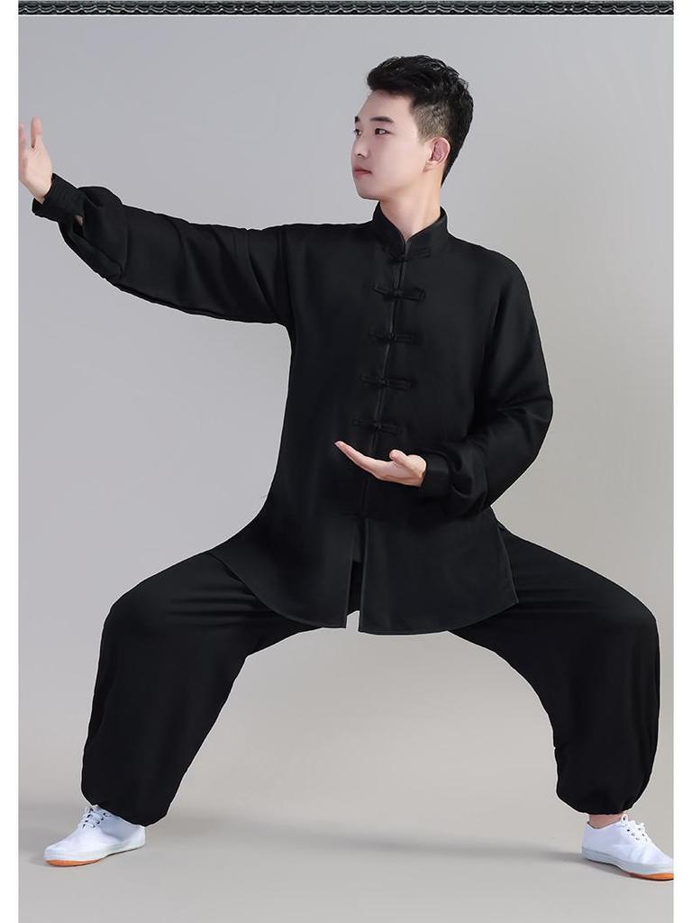 Men's and Women's Bamboo Linen Tai Chi Suit - Long Sleeve Morning Exercise and Performance Wear