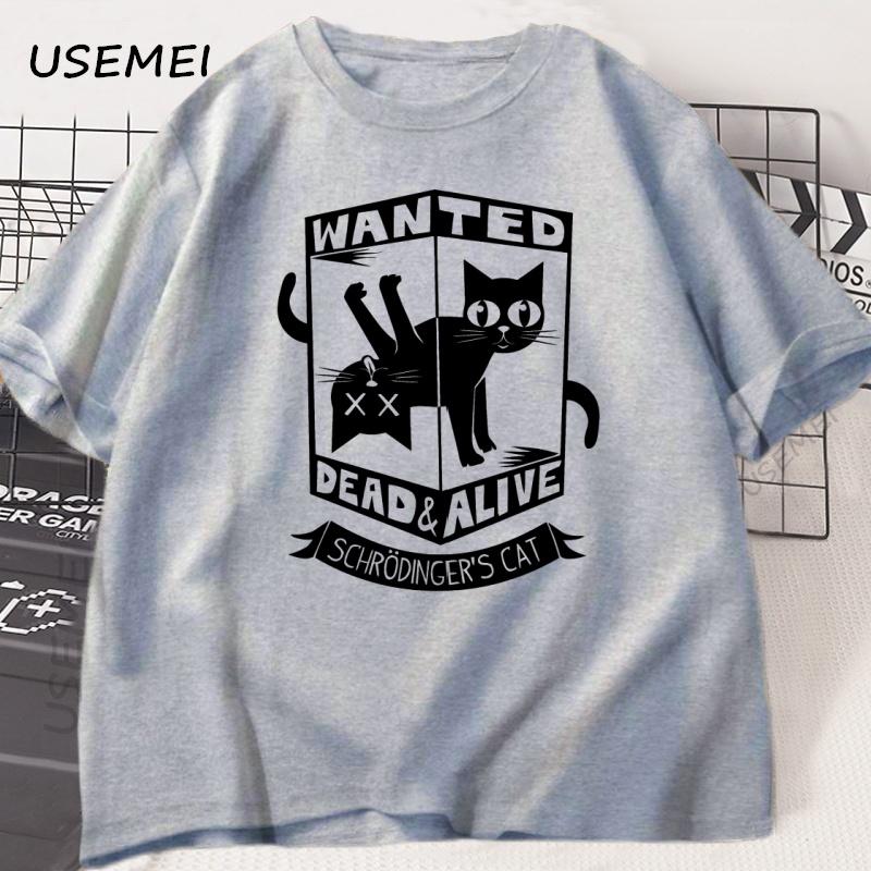 Funny Black Cat Tshirts Cotton Causal Loose Tshirt Printed Round Neck Short Sleeve Cat Lover T Shirt Harajuku Streetwear