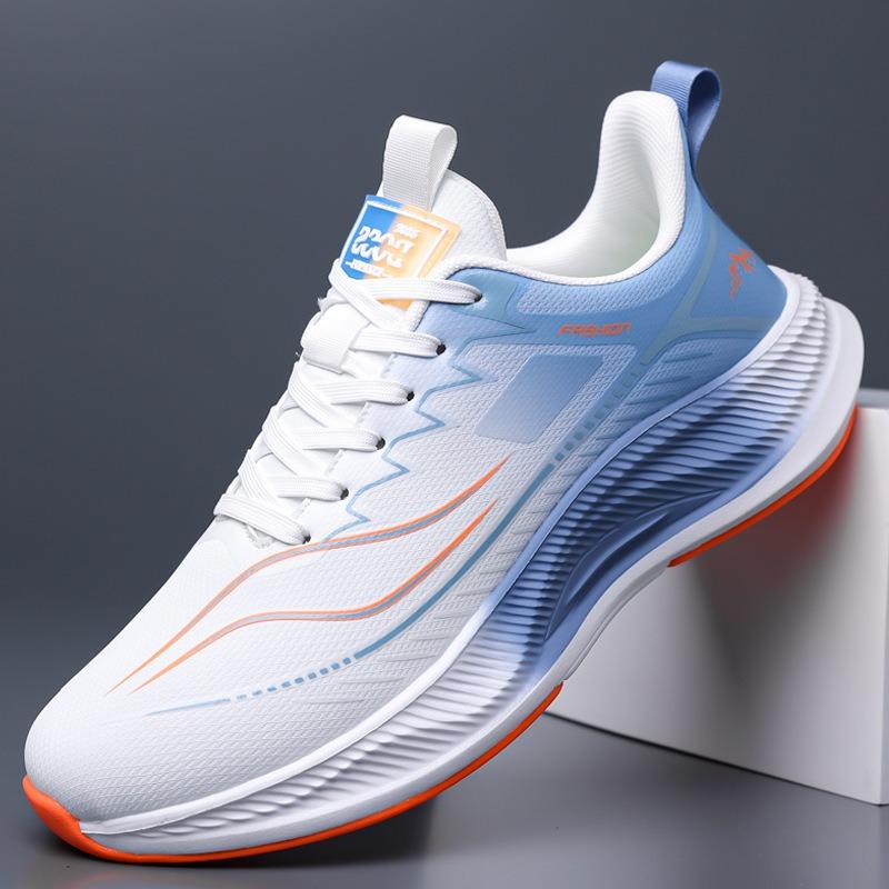 Men's Gradient Running Shoes Breathable Lace-Up Cushioned Sole Sports Sneakers