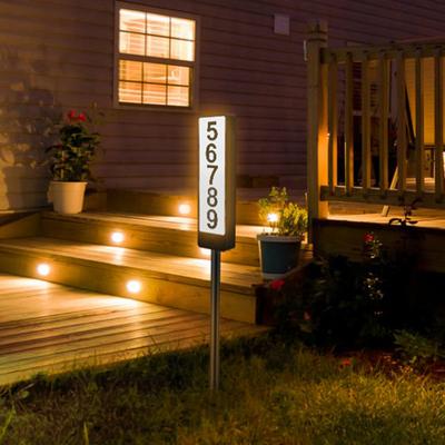 Solar House Number Light Outdoor Waterproof Sign Door Floor Plug-in Vertical House Number Lights Luminous Street Sign Indicator