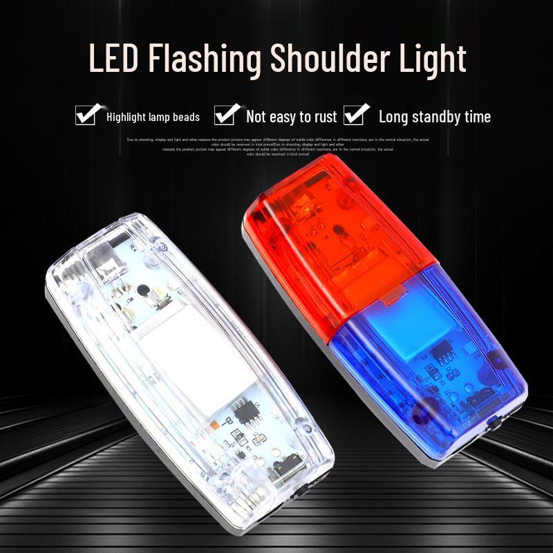 Rechargeable Red & Blue LED Shoulder Light for Security Guards Transparent  Safe Production