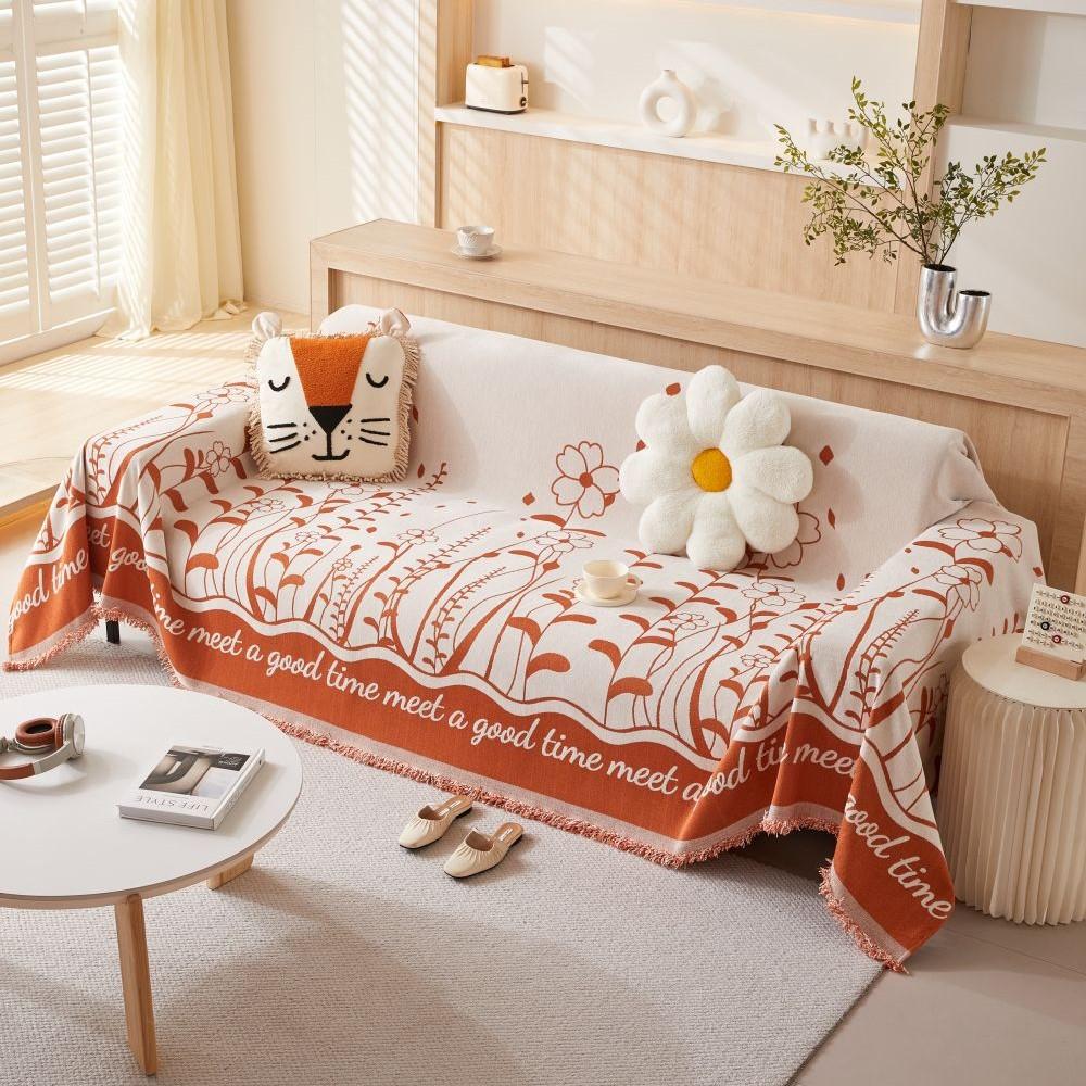 Sofaüberwurf Home Chenille Blumen Sofa Matte Tagesdecken Ganzjahres Camping Picknickdecke Bezug Sofabezug