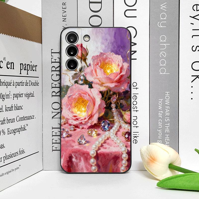 Luxurious Pink Rose Diamond Jewelry Printed Phone Case for Honor Huawei 400 200 Lite 100 PRO 90 Magic 7 6 Lite 5 Pro Soft Cover