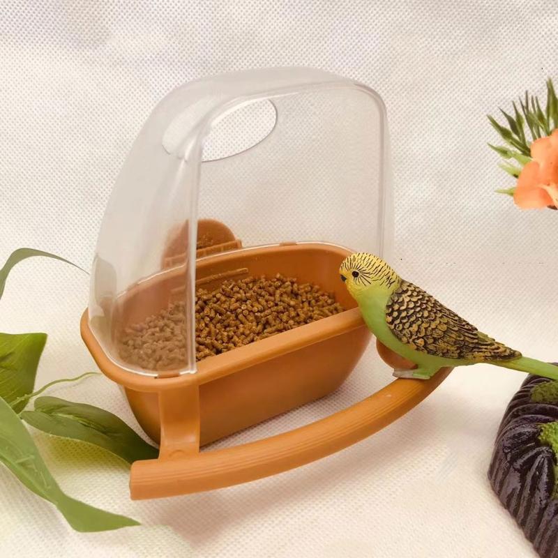 Parakeet Food Dispenser No Mess Plastic Parrot Feeder with Perch Cage Accessories for Small Bird Cockatiel Finch