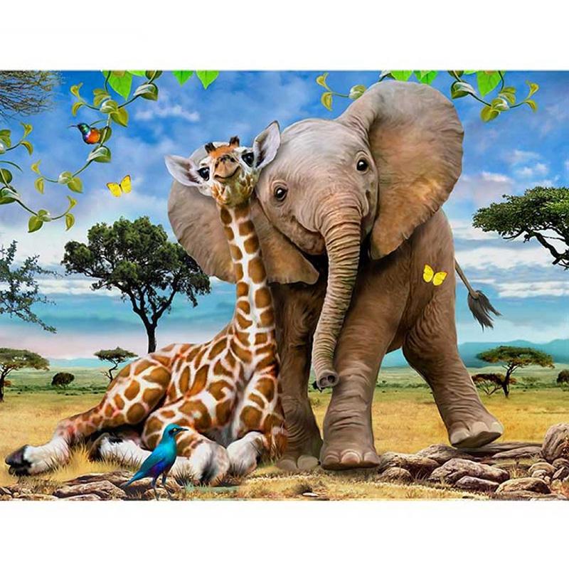 DIY 5D Diamond Painting Cross Stitch Kits Full Round Resin Rhinestone Mosaic Daimond Embroidery Animals Giraffe Home Decoration