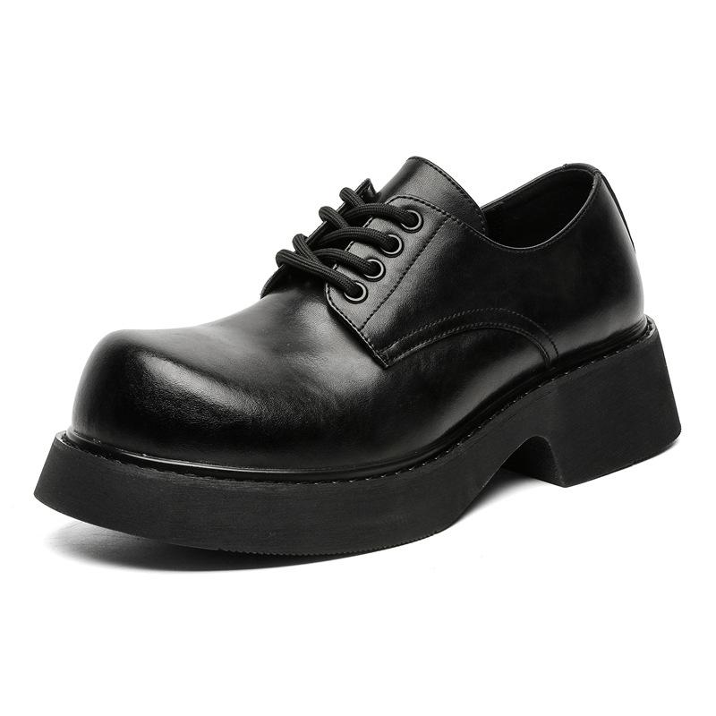 Derby shoes for men and women with the same thick sole heightening couple shoes British big head leather shoes casual tooling small leather shoes 951