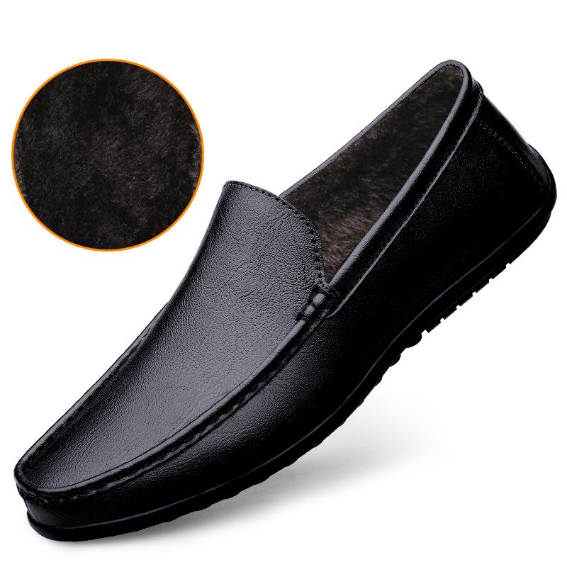 Men's Genuine Leather Slip-On Driving Shoes - Soft Sole Business Casual Flats, Large Size