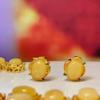 5Pcs, Energy Natural Stone Pendant with Gold Trim Accents, Stylish Handcrafted Yellow Gemstone Charms for DIY Necklace Accessories, Jewelry Making