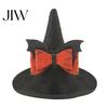 Small Animal Holiday Headwear Pet Halloween Witch Hat, Bows/Pumpkins Decor, Adjustable Felt Store Promotional Accessory Costume Accessory, Lightweight