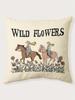 Wild Flowers Cowgirl Print Throw Pillow Cover, Cushion Case For Sofa Bedroom Living Room Couch Bed Office Chair Home Decor