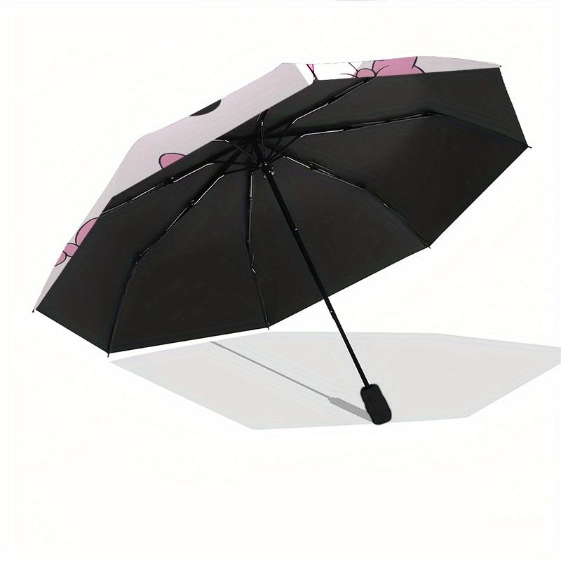 Minnie Mouse,Bow Automatic Folding Umbrella - Simple 8-Rib Design, Bright Cartoon Pattern, Durable Iron Frame, Suitable For Travel, Outdoor,