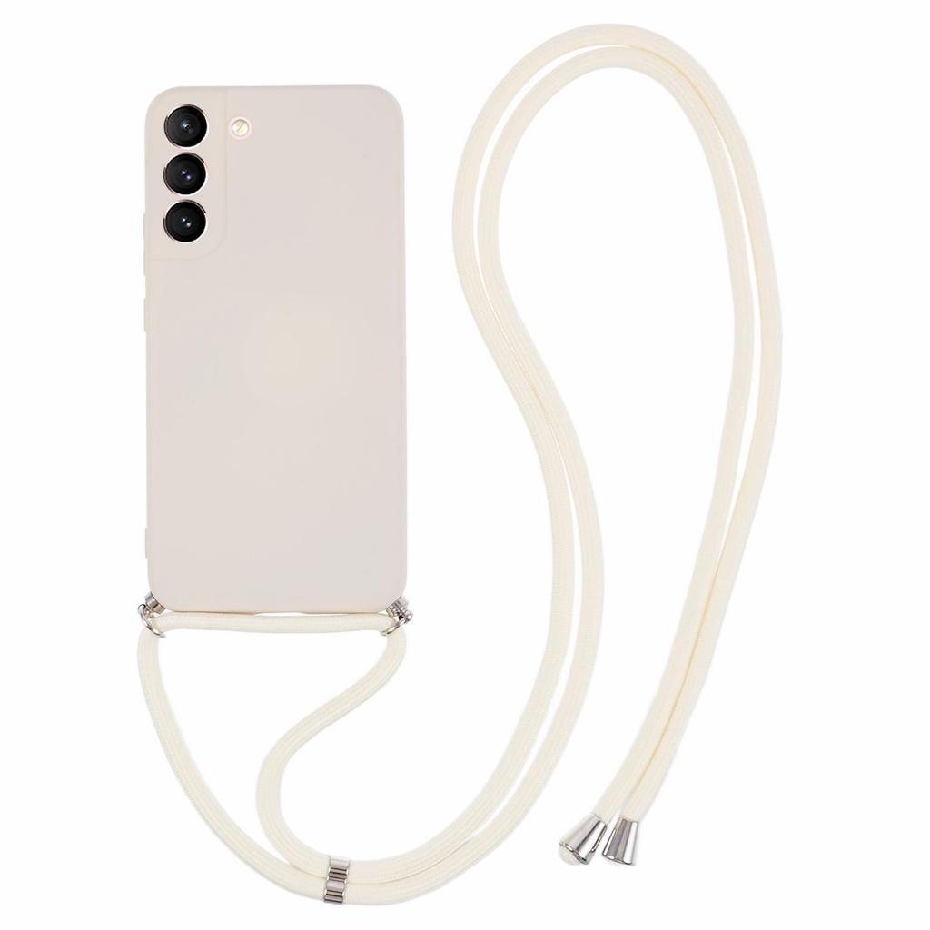 For Samsung Galaxy S21 4G/5G Case Rubberized Fiber Lining Cover with Long Lanyard