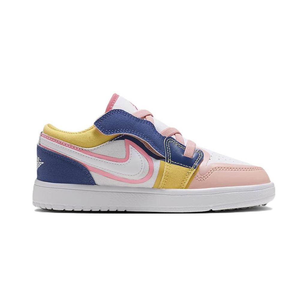 Air Jordan 1 Low ALT SE PS Multi-Color Canvas Kids Sneakers White French-Blue Topaz-Gold FD2655-100