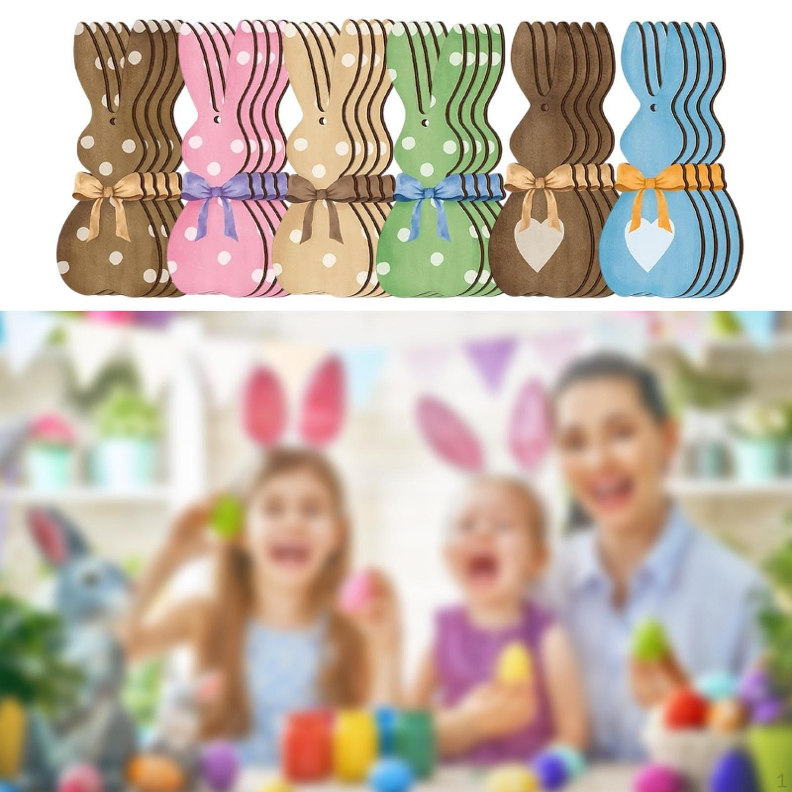 

24Pcs Easter Bunny Hanging Ornaments Rabbit Decorations Decor with Rope Crafts Tree Home