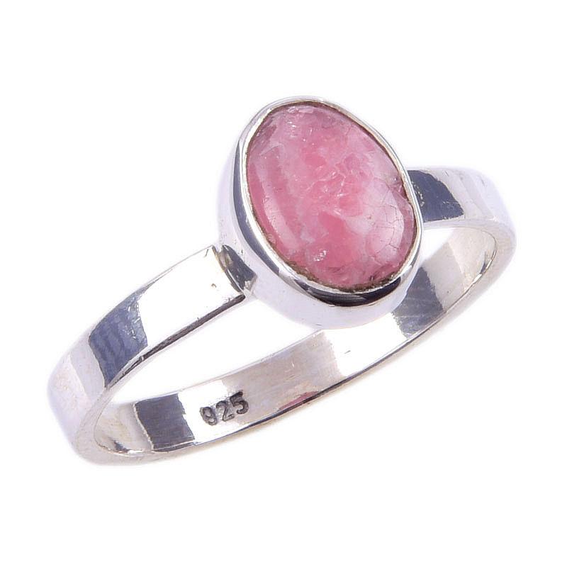 Natural Rhodochrosite Gemstone Handmade 925 Solid Sterling Silver Ring S.7 t2L64