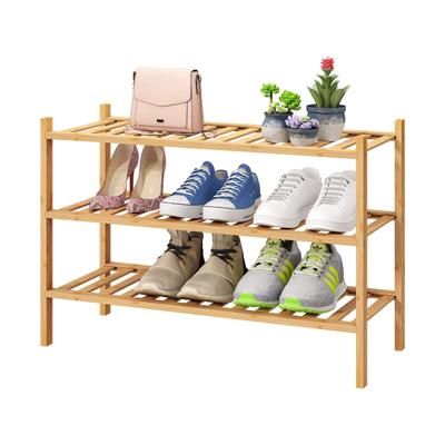 Bamboo Cabinet Shoe Rack Books 3-level Living Room Bedroom Bathroom