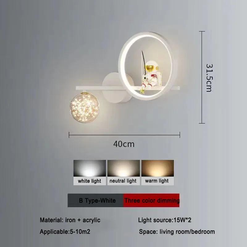 Modern Children Wall Lamp LED Star Projector Decorate Kids Wall Light Bedroom Space Creative Astronaut Sconces Indoor Lighting