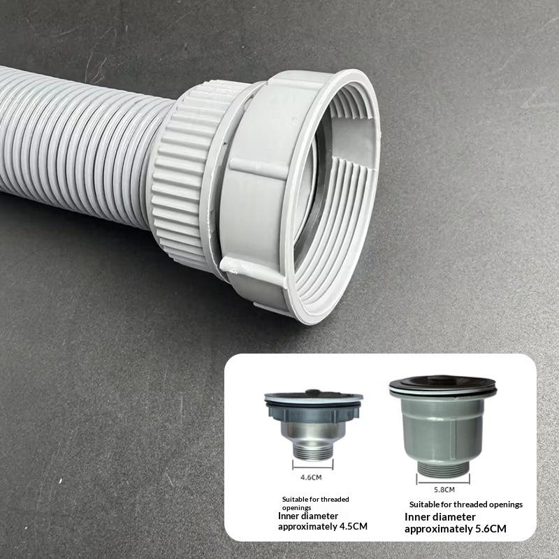 1/5 st Universal Gängad Avloppsrör 45/56 mm Flexibel Korrugerad Diskho Avloppsslang För Köksdiskho Handfat Avloppsrör Tillbehör
