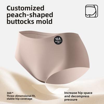 Women's Spring and Summer Mulberry Silk Antibacterial Extension Crotch Sports Fitness Invisible Breathable No Trace Briefs