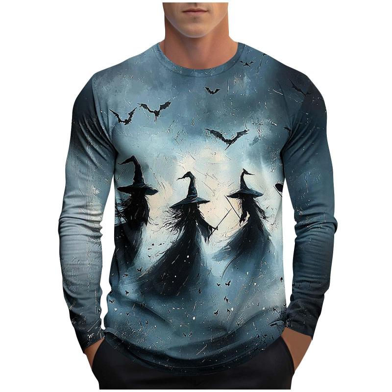 2025 Fall New Casual Fashion Men's Crew Neck Top Wizard and Pumpkin 3D Print Stylish Cool T-Shirt Y2K Clothing