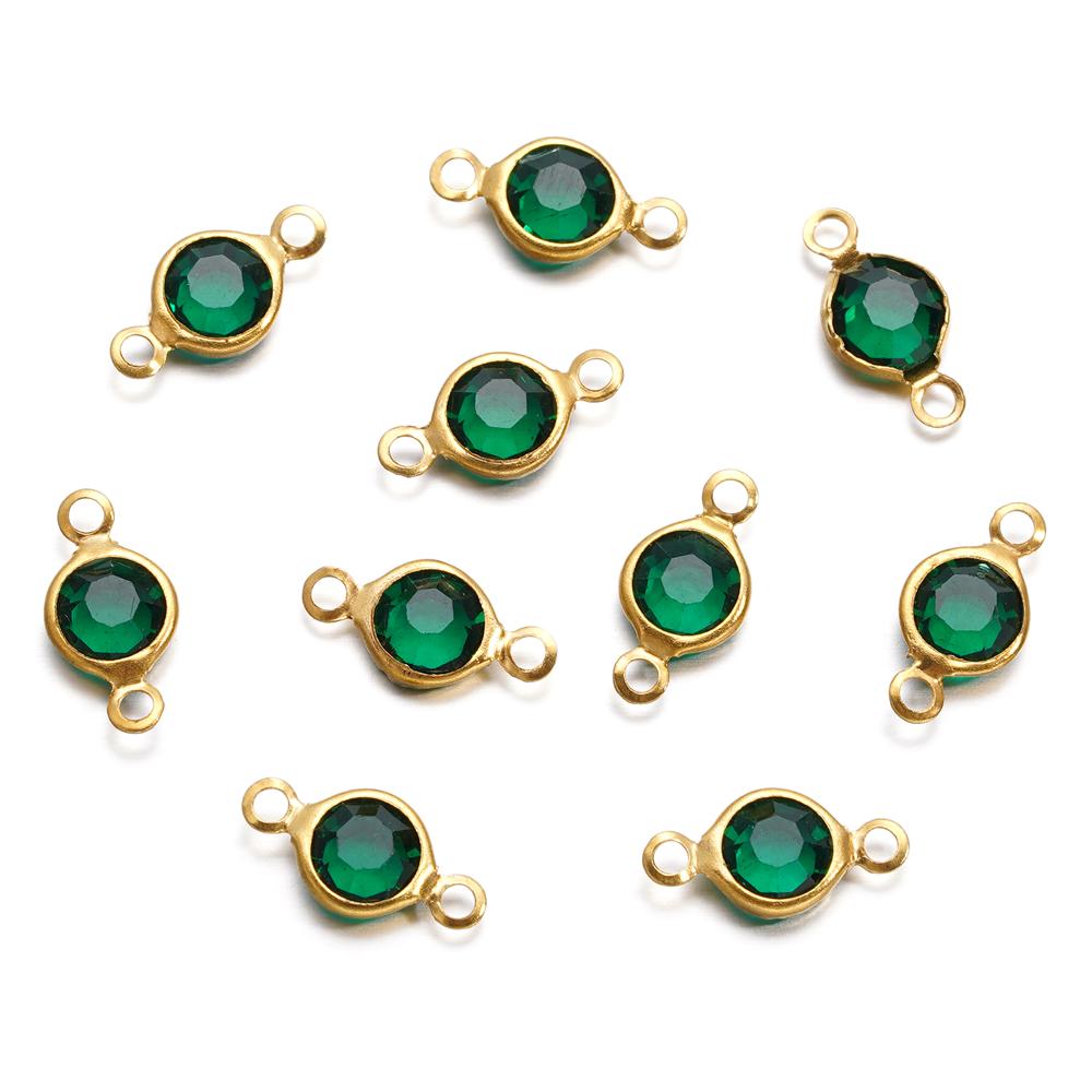 10pcs/lot Stainless Steel Crystal Round Double Ring Pendants for DIY Bracelet Necklace Beads Jewelry Making Accessories