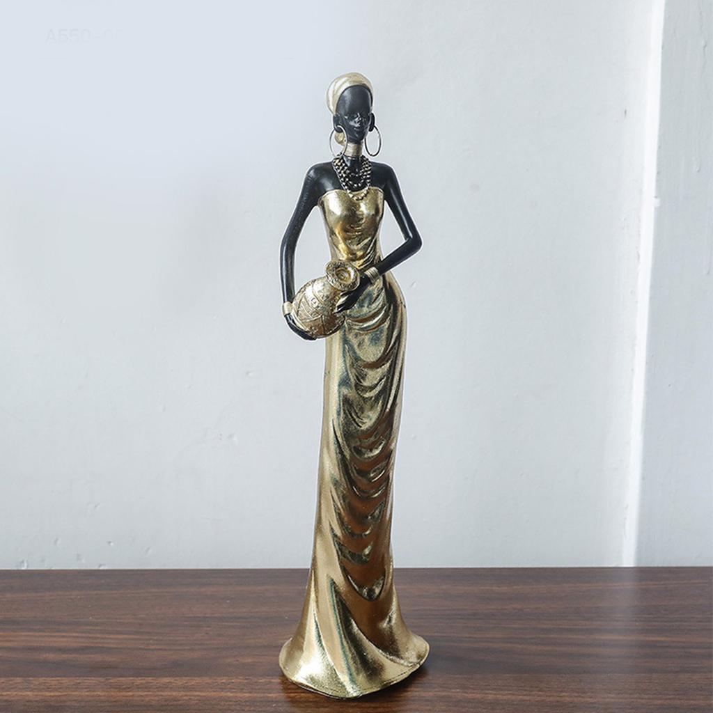 African Woman Sculpture Resin Black Woman Figurines for Unique Home Decoration