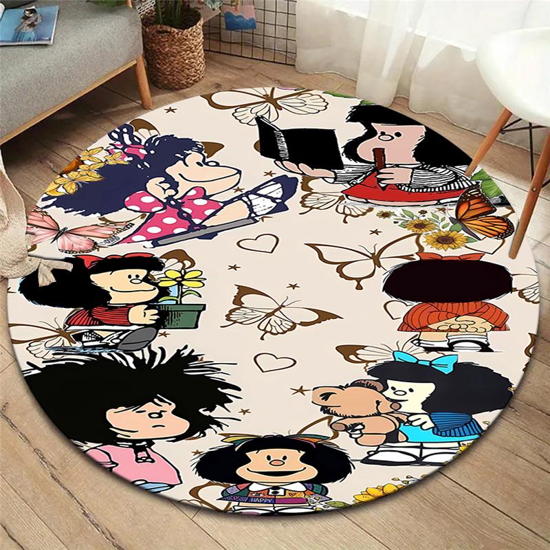 Kulhý kulatý koberec Mafalda, Kobercový koberec do obývacího pokoje, ložnice, k pohovce, herny, Dekorace, Protiskluzová podložka