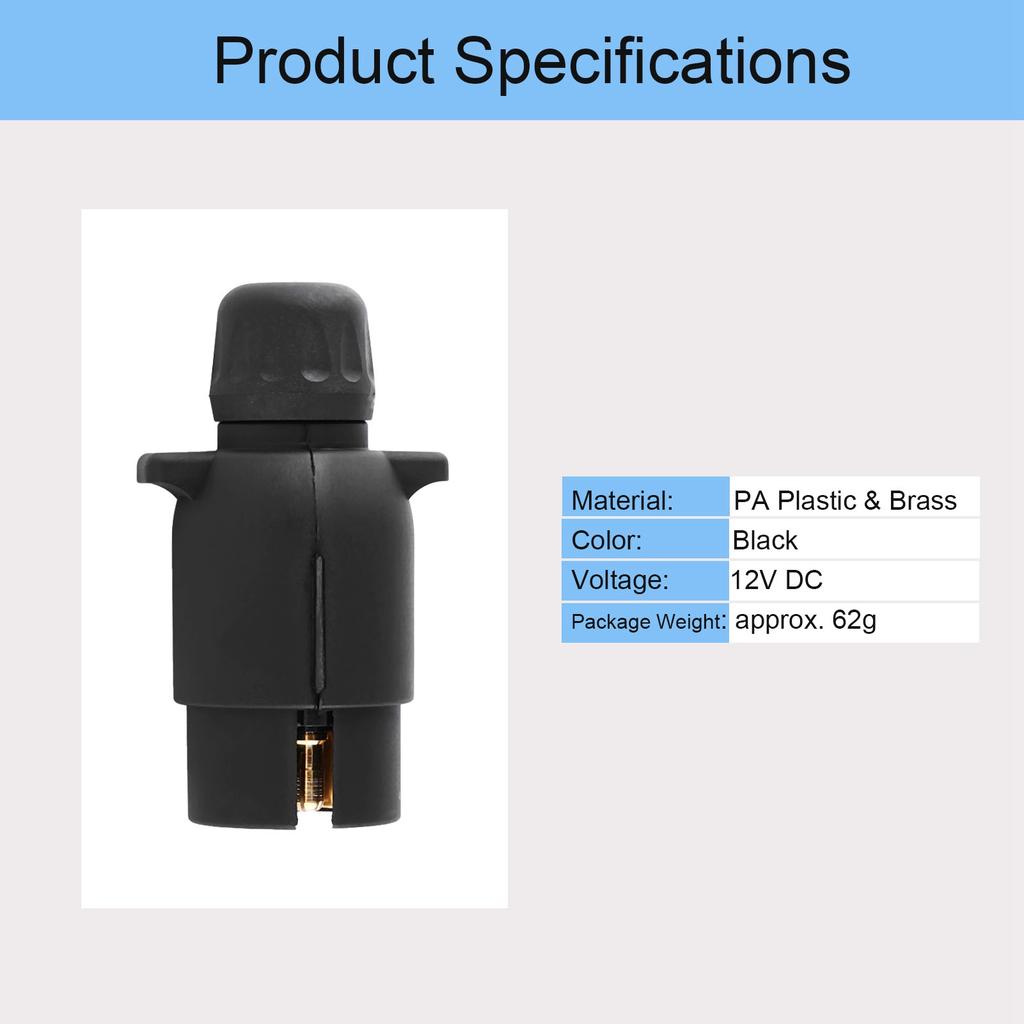 12V Electric Black Plastic 7 Pole Trailer Plug Wiring Connector Adapter for Driving