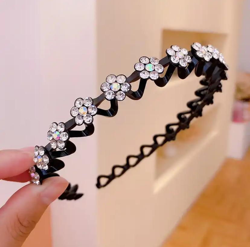 Neue rutschfeste Strass-Stirnbänder, einfarbige Wellen-Haarbänder für Frauen, Mädchen, Lünette, modischer Haarreif, Damen-Boutique-Haarschmuck