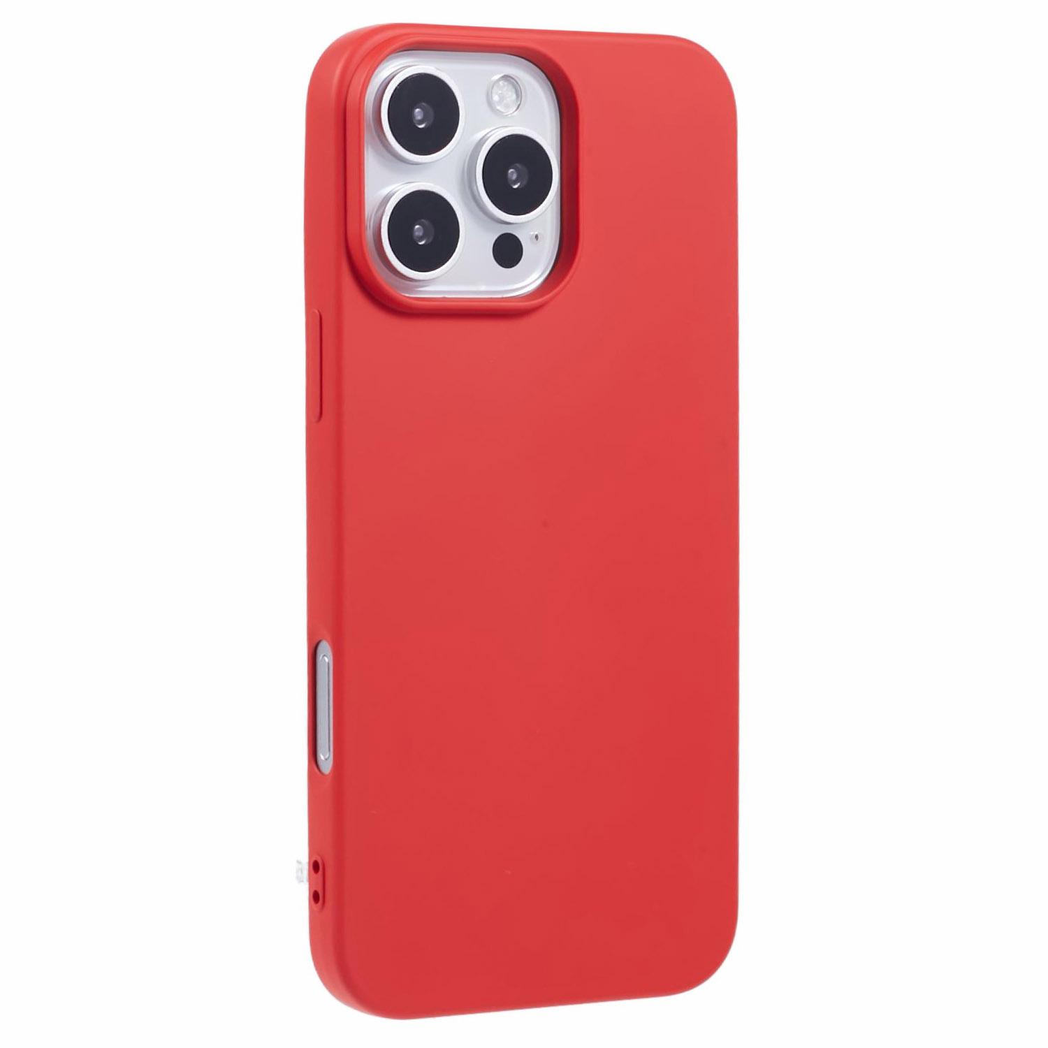

For iPhone 16 Pro Case Soft TPU Fiber Lining Protective Phone Cover Red