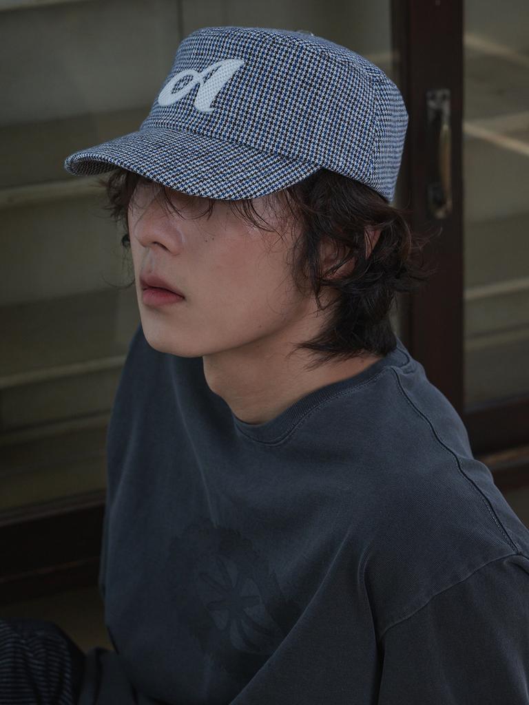Olinkeompeulliteu Linen Houndstooth Pillbox Cap